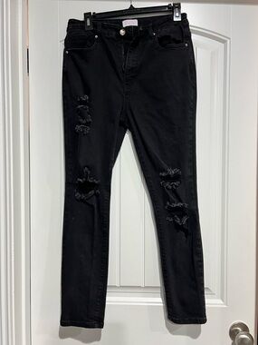 Pink Lily Black Distressed Skinny Jeans Size 30